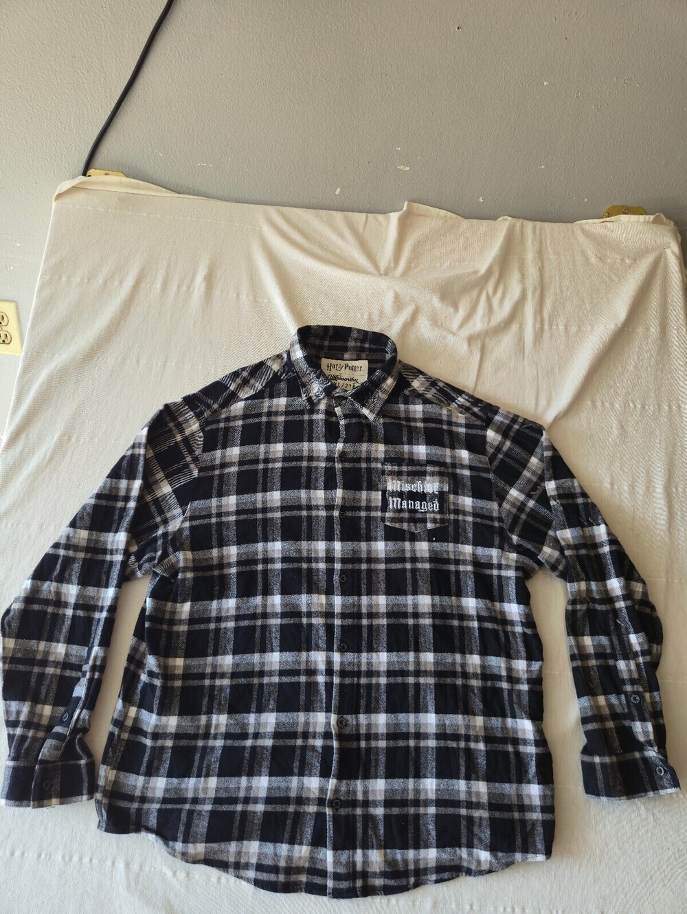 Harry Potter Cakeworthy 2XL Black and White Plaid Flannel Shirt